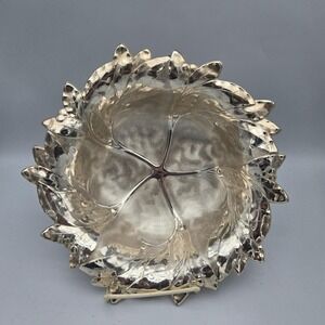 Vintage 1960s WMF Ikora Silver Plated Laurel Leaf Footed Bowl‎ 10.5" MCM Germany